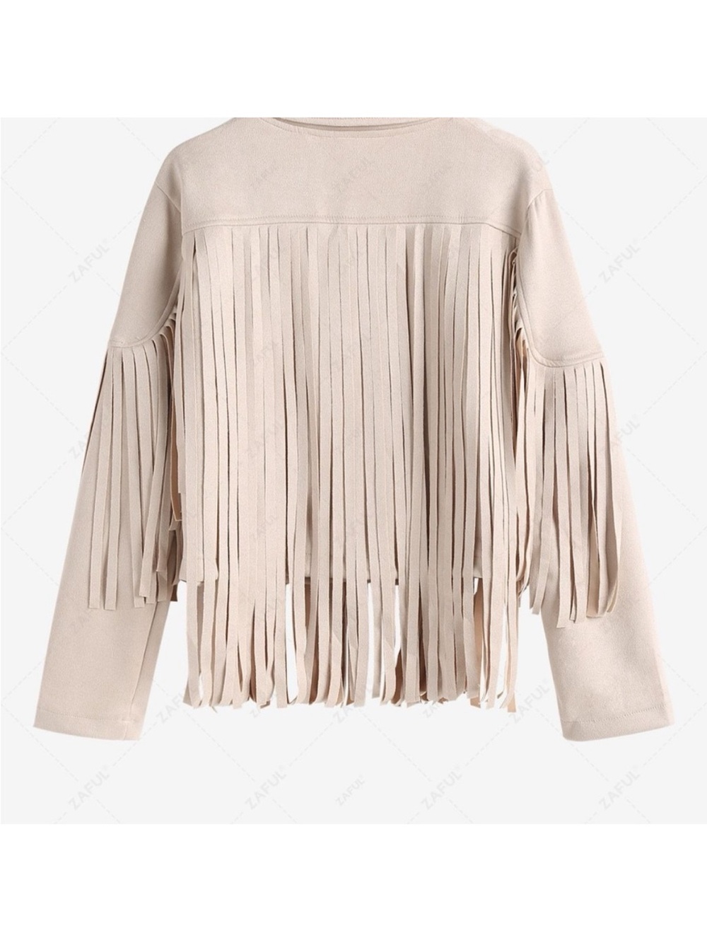 Fringed Cream Suede Jacket women cardigan blazer boho - Picture 3 of 5